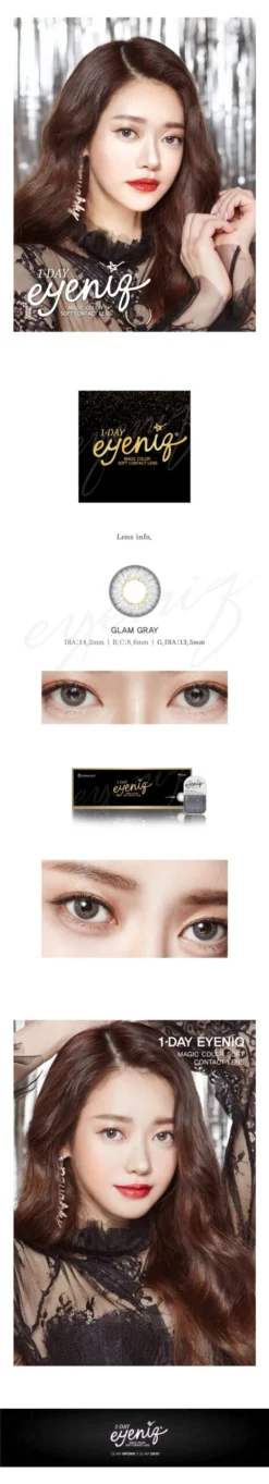GEOLICA Eyeniq Glam Grey (10pk) -Contact Lens Shop 1 day eyeniq glam grey contacts model scaled