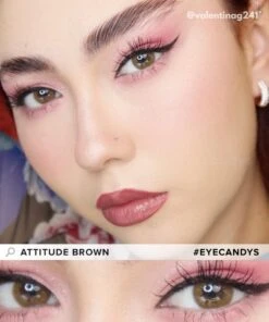 EyeCandys Attitude Glitter Set (4 Pairs) -Contact Lens Shop AttitudeBrown model 2 c3d921eb ce3d 4995 a1e0 189ef8069eab