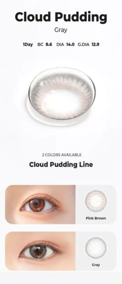 Chuu Cloud Pudding Grey (10pk) 12 Chuu Cloud Pudding Grey (10pk) -Contact Lens Shop Cloud Pudding gray detail3 model
