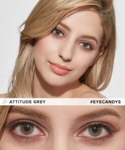 Limited Edition Attitude Grey Glitter Lens (1 PAIR) -Contact Lens Shop EyeCandys Pink Label Attitude Grey model 2 efa9f80b d160 4f1d 9852 781b9b1fe698
