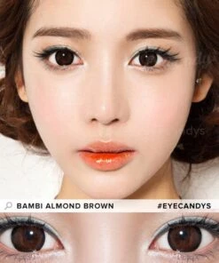Pink Label Bambi Almond Brown 7 Pink Label Bambi Almond Brown -Contact Lens Shop EyeCandys Pink Label Bambi Almond model