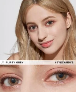 Pink Label Flirty Grey -Contact Lens Shop EyeCandys Pink Label Flirty Grey model 2