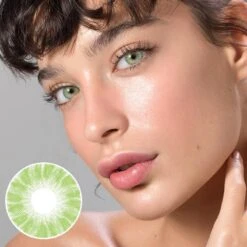 Pink Label Shade Green -Contact Lens Shop LIGHT EYE CAUCASIAN Pink Label Shade Green MLC model
