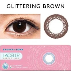 Bausch & Lomb Lacelle Dazzle Ring Glittering Brown (30pk) -Contact Lens Shop bausch lomb lacelle glittering brown circle lenses