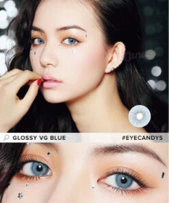 EyeCandys Glossy VG Blue -Contact Lens Shop eyecandys glossy vg blue color eye contacts model 2