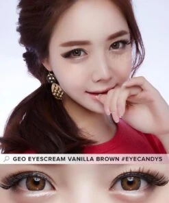 GEO Eyescream Vanilla Brown 8 GEO Eyescream Vanilla Brown -Contact Lens Shop geo xmua14 eyescream vanilla brown colored contacts 2 model