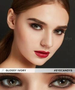 EyeCandys Glossy Ivory -Contact Lens Shop glossy ivory caucasian model 1