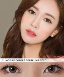 Bausch & Lomb Lacelle Colors Sparkling Gold (30pk) 7 Bausch & Lomb Lacelle Colors Sparkling Gold (30pk) -Contact Lens Shop lacelle colors sparkling gold color contact lens 2 model