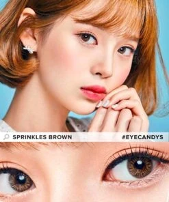 EyeCandys Pink Label Sprinkles Brown -Contact Lens Shop sprinkles brown model